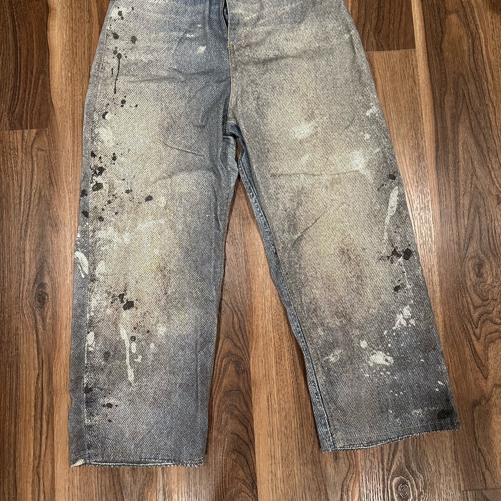 Men's Distressed Jeans - Black and Gray